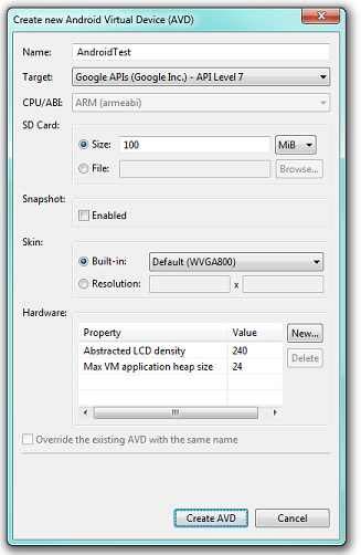 Android Virtual Device (AVD) Step 2