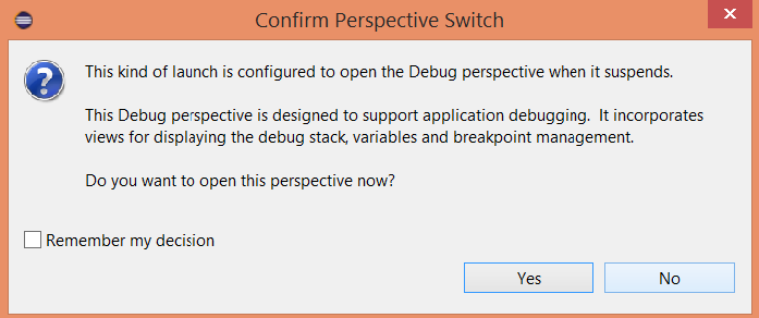 debug perspective switch Eclipse