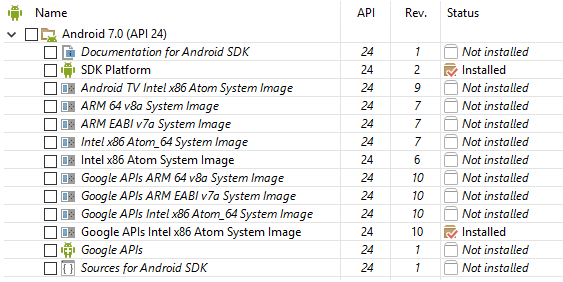 Android requirements - API 24