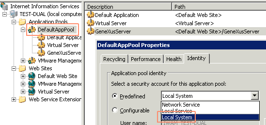 GeneXus X Server Application Pool in IIS 6.0