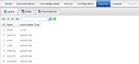 GXserver Security Users