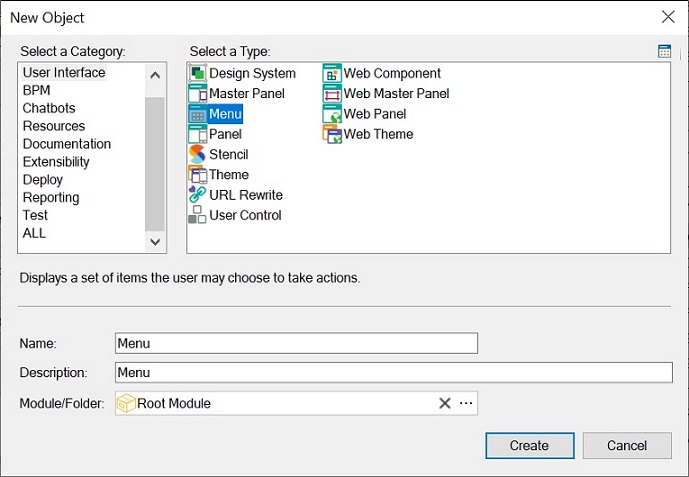 Creating a Dashboard from New Object Window