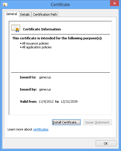 How to install Windows 8 Certificate in your local computer - step 1