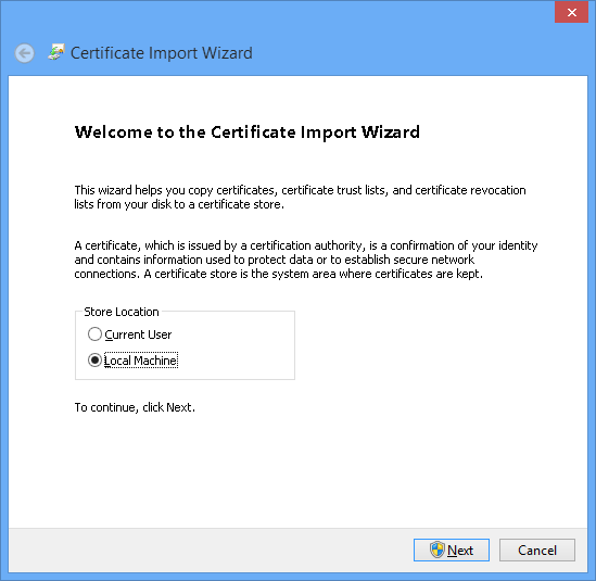 How to install Windows 8 Certificate in your local computer - step 2