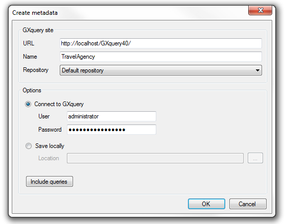 GXquery4 - Create metadata dialog