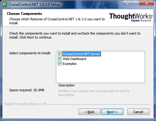 CruiseControl.NET setup components