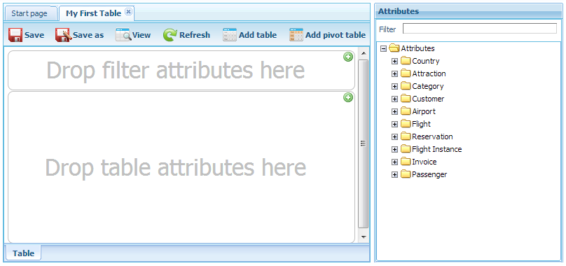 GXquery4 - MyFirstTable in empty edit