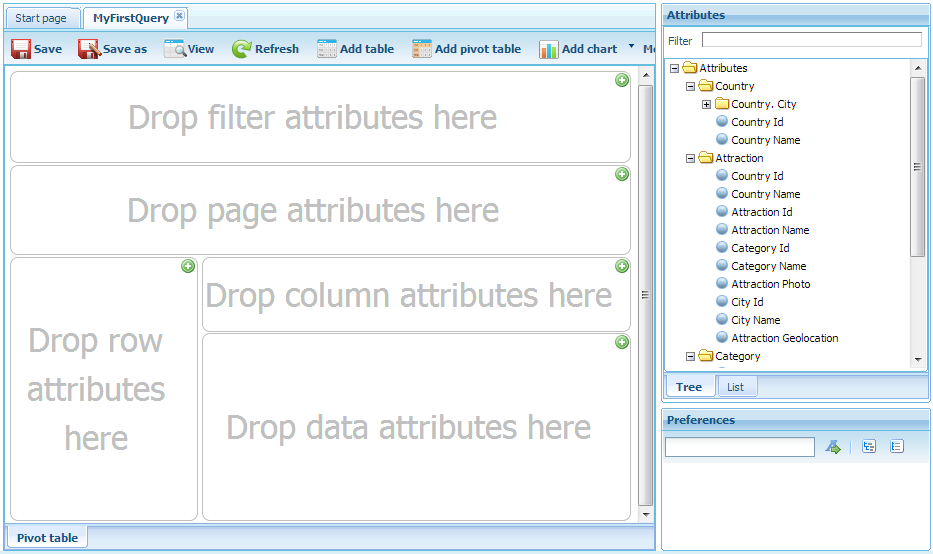 GXquery4 - Showing the IDE MyFirstQuery