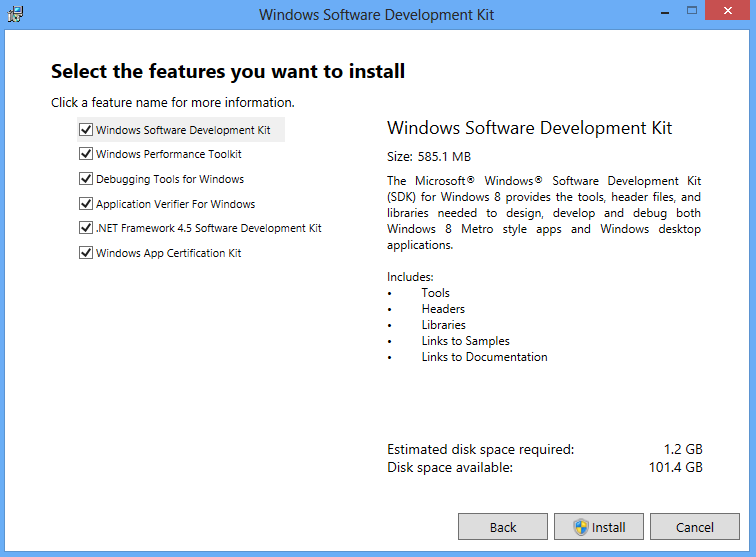 Windows 8 SDK installation