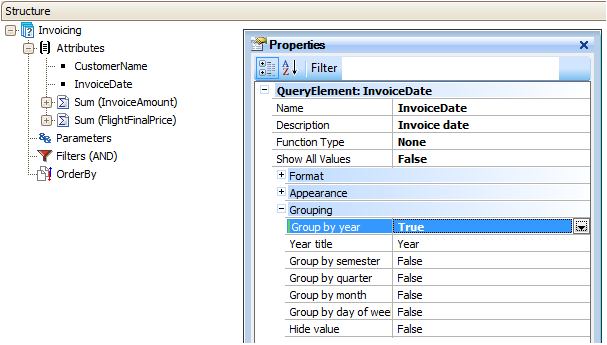 GXquery4 - Setting a Group by year to true