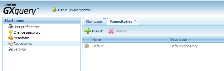 GXquery4 - Start menu and Repositories in multi-tenant scheme