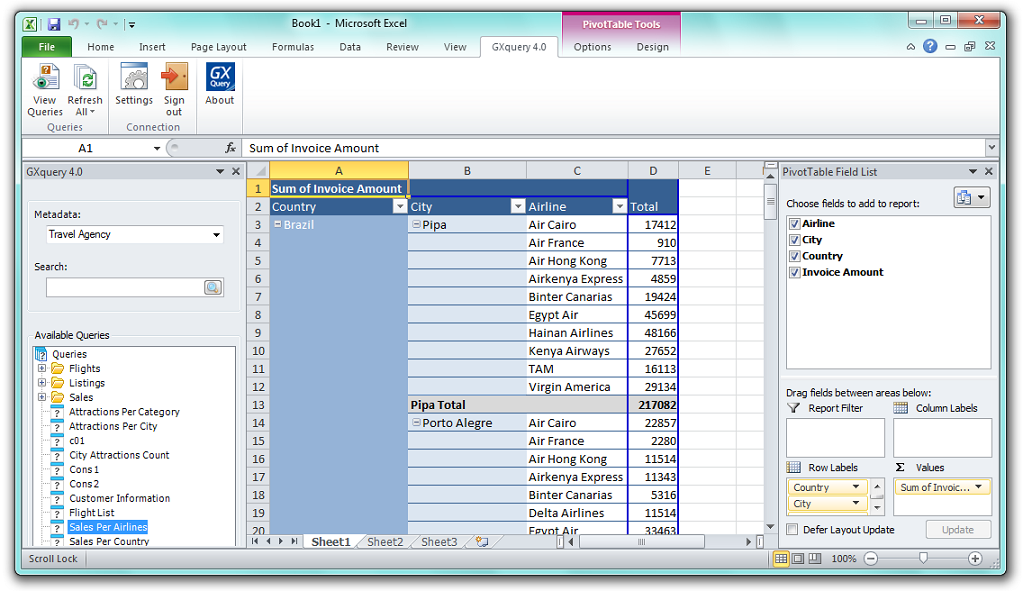 GXquery4 - AddinExcelPivot