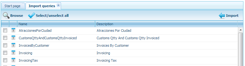 GXquery4 - Selecting import queries