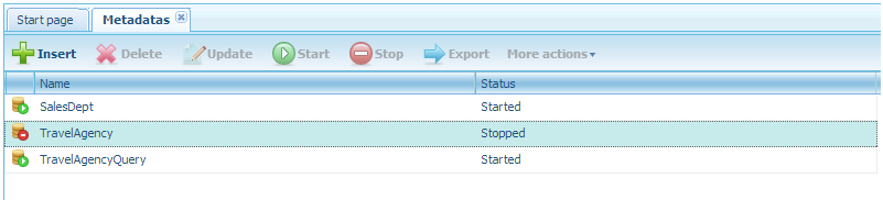 GXquery4 - Metadatas window with metadata stopped