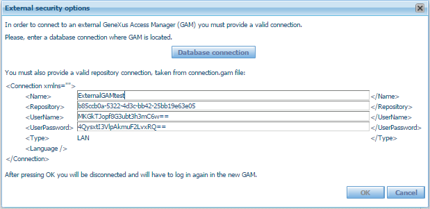 GXquery4 - External security options for GAM connection