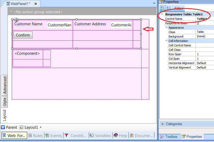 Responsive Tables inside Abstract Layout