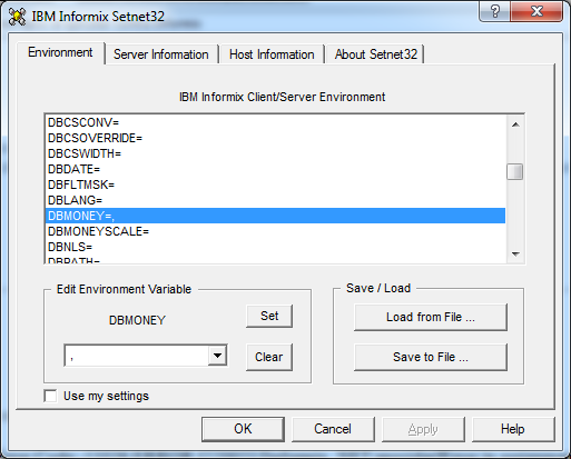 Informix configuration