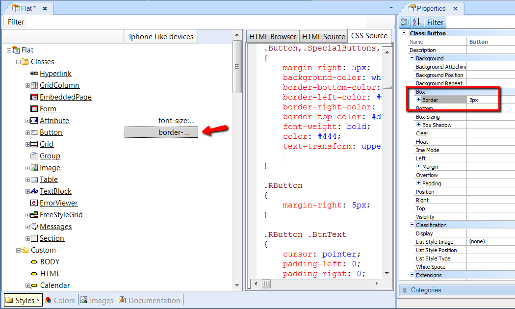 Button class properties conditioned to a Rule