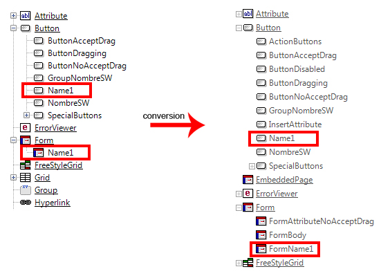 Classes with the same name but different parent names