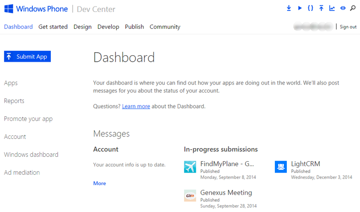 Devcenter WinPhone