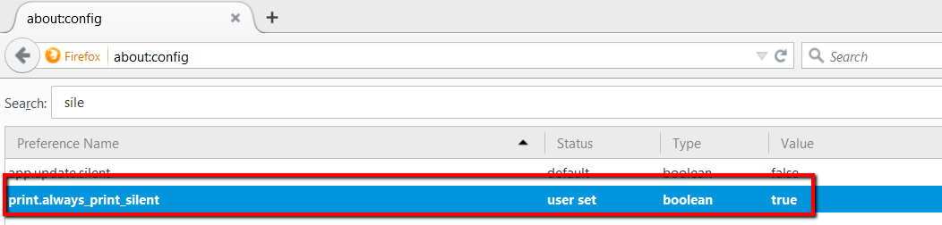 silentprint firefox