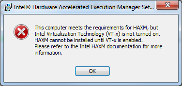 HAXM installation error