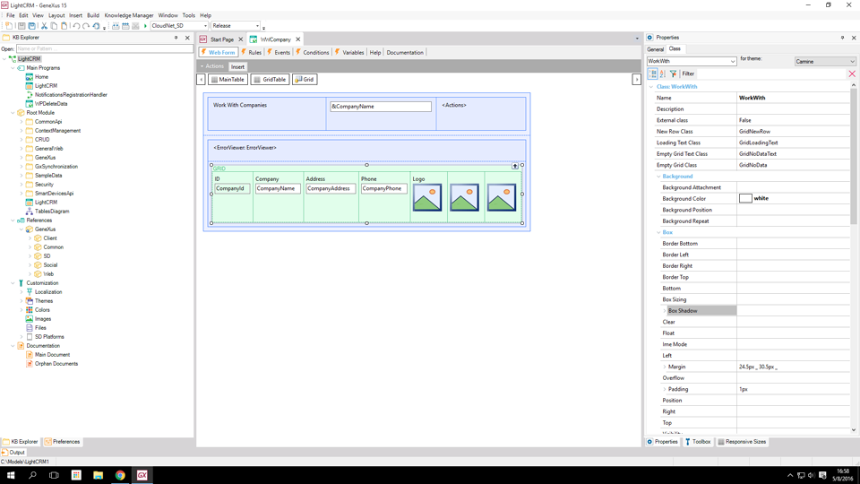 GeneXus 15 IDE Screenshot