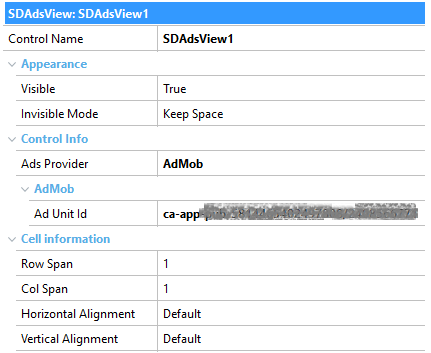 SD Ads View control - Properties