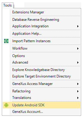 Android requirements - Update Android SDK tool - Step 1