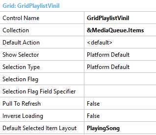 Selection by coding - Grid settings