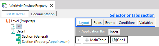 Work With and Panel for Smart Devices tabs - Tabs section
