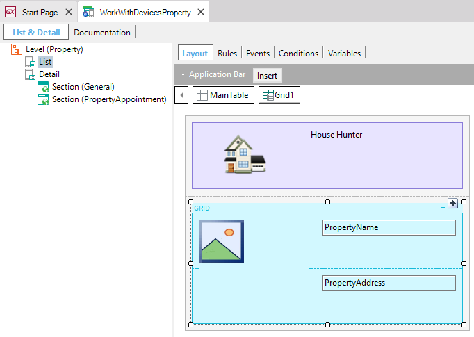 Work With for Smart Devices List Node - Layout