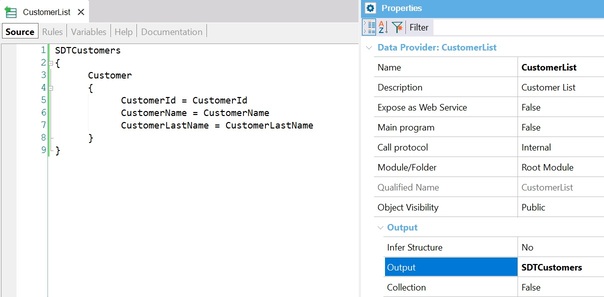 Data Provider CustomerList example