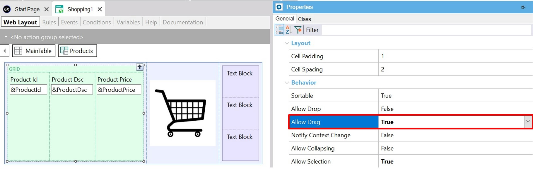 Drag and drop - Web Panel.