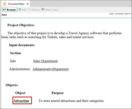 Document object with transaction link V17