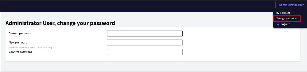 Administrator user - change password GAM v18