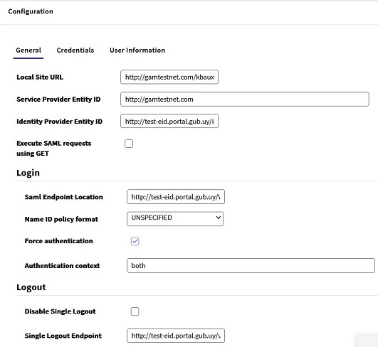 Saml 2.0 authentication type - General tab v18