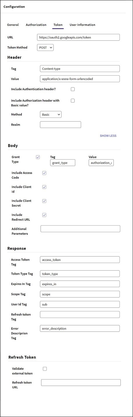 oAuth token tab - v18 - Open Id