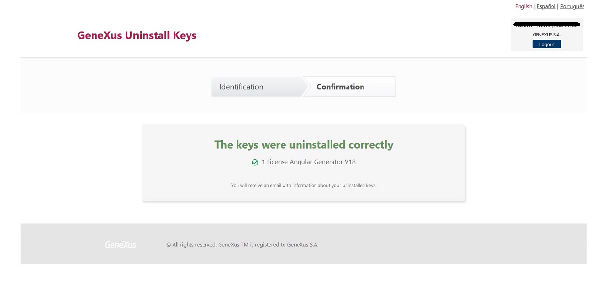 Keys uninstalled correctly - licenses - v18