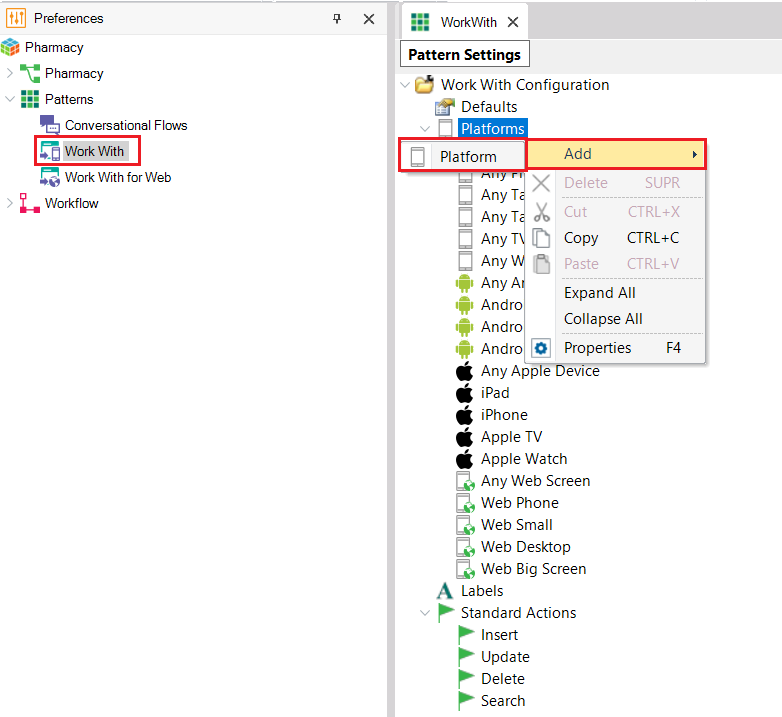 PlatformsNode GeneXus 18