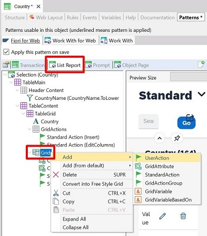 Adding user action in Fiori Horizon pattern v18u4.