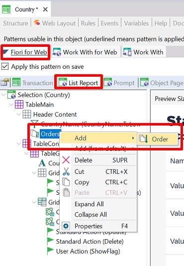 List Report tab - add orders - Fiori Horizon pattern v18u4