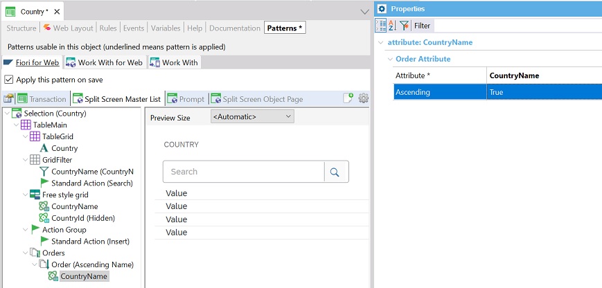 Ascending property set in Orders node for Fiori for web pattern v18u3