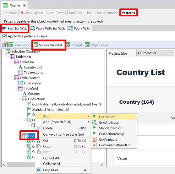 GridAdduserAction_Fiori for Web Horizon pattern. Simple Worklist