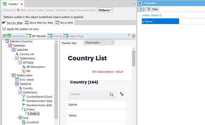 Order created in GridActions node in KPI Worklist floorplan in V18U4 -1