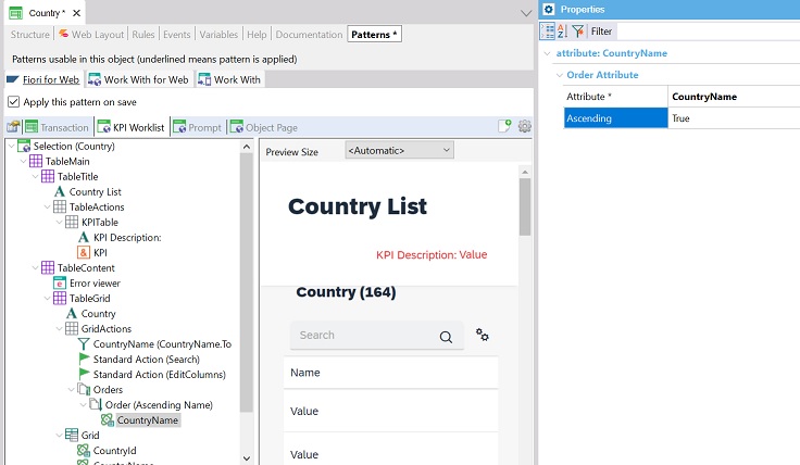 Ascending property in Attribute added to Fiori for web pattern v18u4