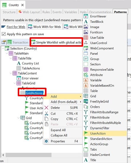 UserAction SimpleWorklist with global action without the WWSD tab