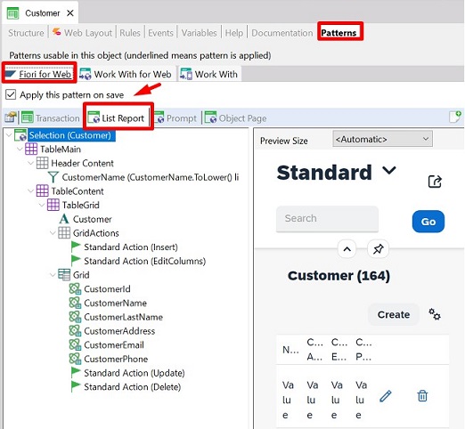 Fiori for web pattern - List Report tab - v18u4