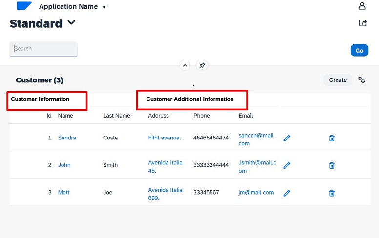 Fiori for web pattern - new feature - Grouping grid columns with a title v18u4 example