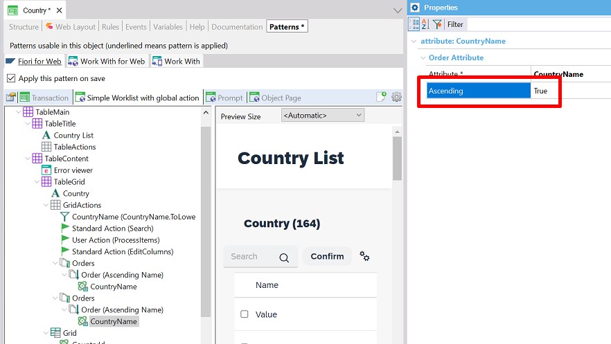 Ascending attribute in order attribute Simple worklist with global action- Horizon v18u4